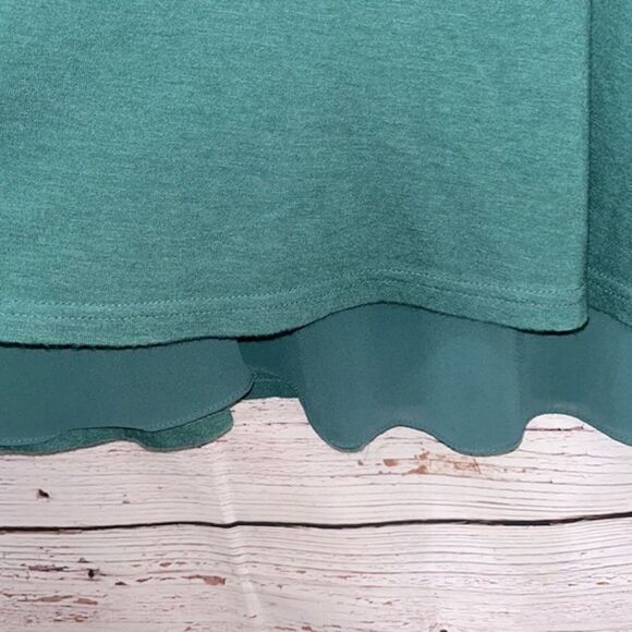 Umgee Emerald Green Mini Long Sleeve Layered Tunic Dress - Picture 3 of 4